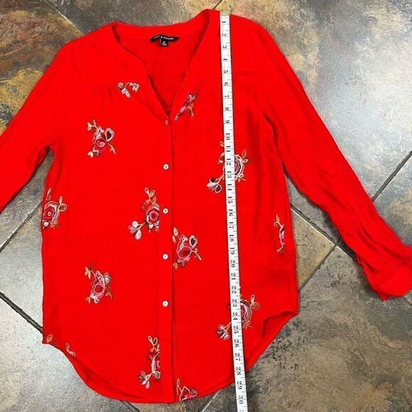 Zac & Rachel Floral Retro Button Up Long Sleeve Top Medium - Picture 6 of 11
